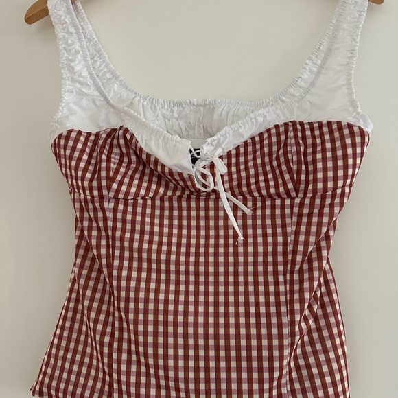 Zara Tops - ZARA Gingham Corset Style Top Red & White Check |
Corset-style silhouette